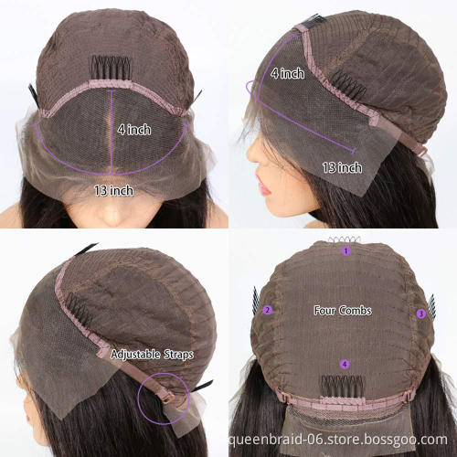 Body wave Lace Front Human Hair Wig Brazilian Virgin Human Hair 13X4 Lace Frontal Wig Pre Plucked With Baby Hair Natural Black